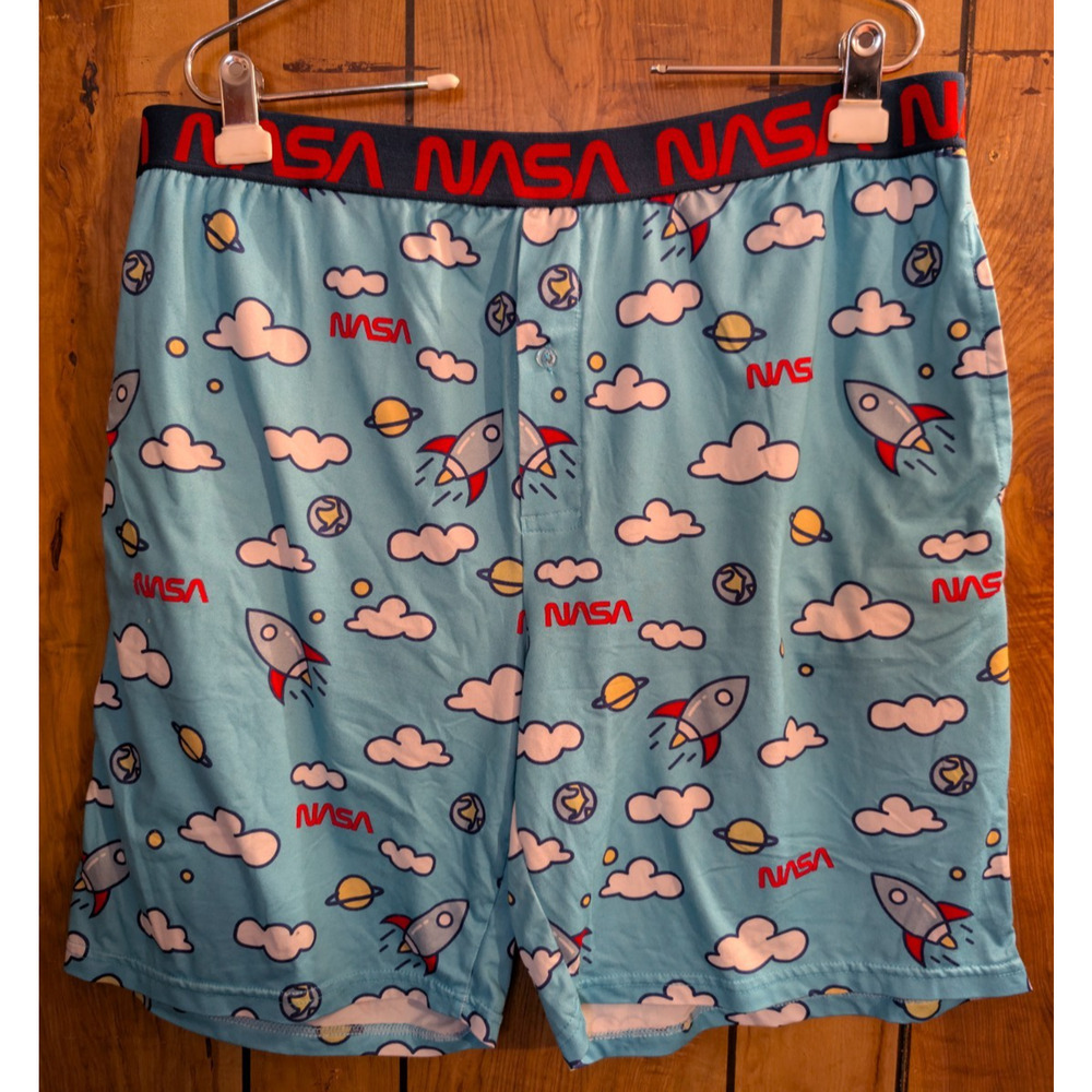 Mad Engine Big Mens Pajama Sleep Shorts‎ Nasa Rocket Man Plus Size 2XL 44-46 XX